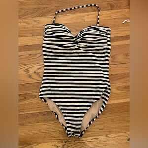 JCREW Striped one piece halter bandeau swimsuit sz10